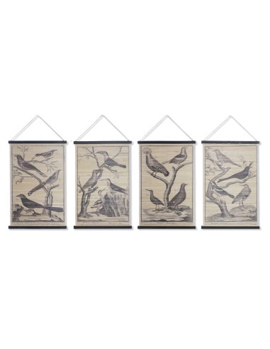 Toile DKD Home Decor Oiseaux (4 pcs) (60 x 2 x 90 cm)