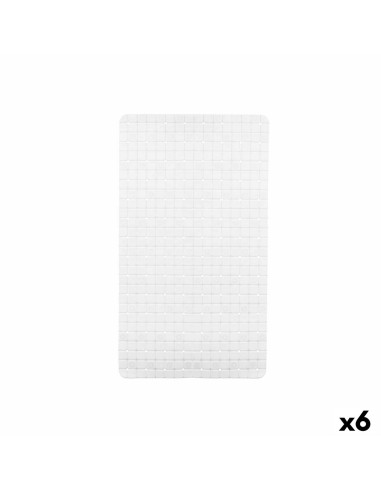 Tapis de Douche Antidérapant Carreaux Blanc PVC 67,7 x 38,5 x 0,7 cm (6 Unités)