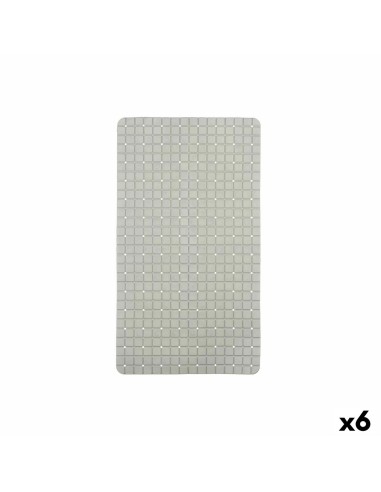 Tapis de Douche Antidérapant Carreaux Gris PVC 67,7 x 38,5 x 0,7 cm (6 Unités)