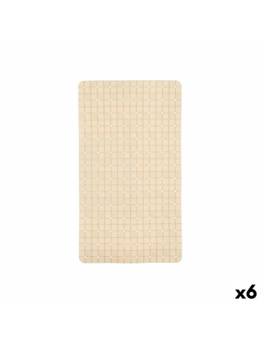 Tapis de Douche Antidérapant Carreaux Beige PVC 67,7 x 38,5 x 0,7 cm (6 Unités)