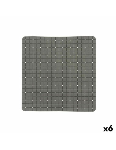 Tapis de Douche Antidérapant Carreaux Gris PVC 50,3 x 50,3 x 0,7 cm (6 Unités)