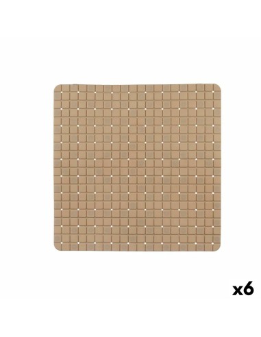 Tapis de Douche Antidérapant Carreaux Beige PVC 50,3 x 50,3 x 0,7 cm (6 Unités)