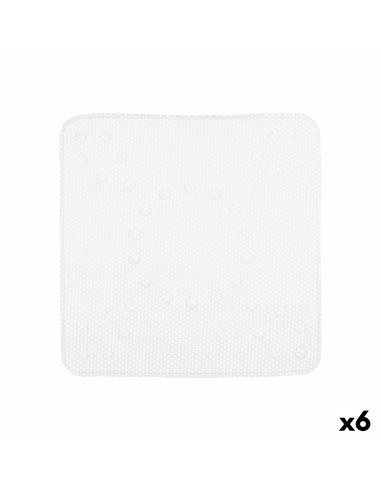 Tapis de Douche Antidérapant Blanc PVC 53 x 52,5 x 1 cm (6 Unités)