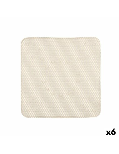 Tapis de Douche Antidérapant Beige PVC 53 x 52,5 x 1 cm (6 Unités)