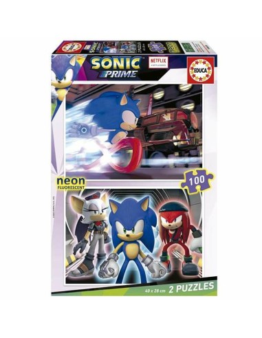 Set de 2 Puzzles Educa Neon Sonic 100 Pièces