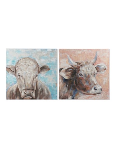 Cadre DKD Home Decor Caw Vache (2 pcs) (100 x 3.5 x 100 cm)