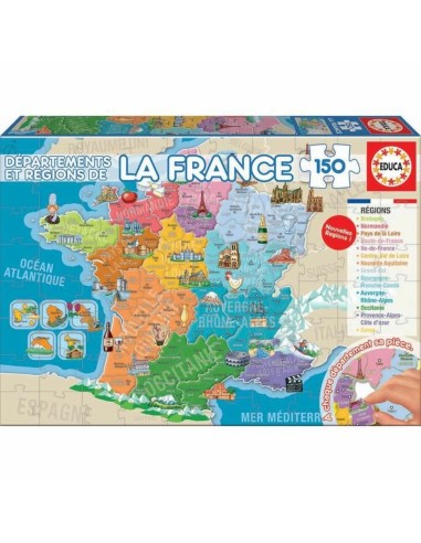 Puzzle Enfant Educa Departments and Regions of France Carte (150 Pièces)