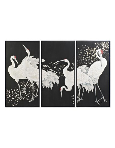 Jeu de 3 tableaux DKD Home Decor Oiseau Oriental (210 x 4 x 140 cm) (3 pcs)