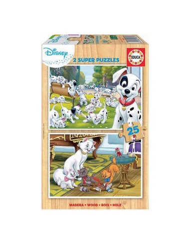 Set de 2 Puzzles Disney Dalmatians  Aristochats 25 Pièces