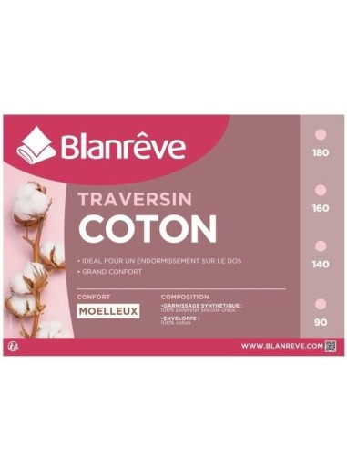 BLANREVE Traversin en coton - 140 cm - Blanc