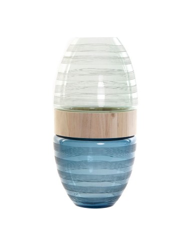 Vase DKD Home Decor Bleu Menthe Bois Verre Moderne (21 x 21 x 43 cm)