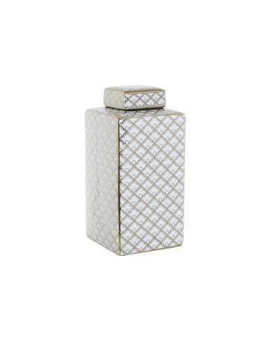 Vase DKD Home Decor 14,5 x 14,5 x 30 cm Porcelaine Doré Blanc