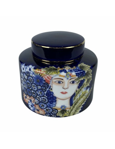 Vase DKD Home Decor Visage Porcelaine Bleu Multicouleur 17 x 17 x 16 cm