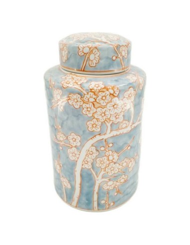 Vase DKD Home Decor Porcelaine Bleu Orange 18 x 18 x 30 cm Oriental