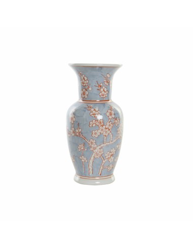 Vase DKD Home Decor 13 x 13 x 31 cm Porcelaine Bleu Orange Oriental