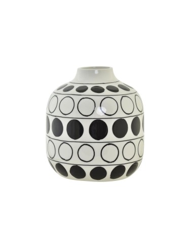 Vase DKD Home Decor Porcelaine Noir Blanc Moderne Cercles 16 x 16 x 18 cm