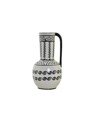 Vase DKD Home Decor 15 x 15 x 28 cm Porcelaine Noir Blanc Colonial