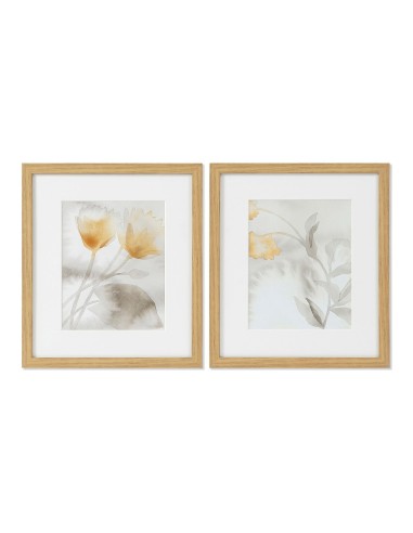 Cadre DKD Home Decor Drawed Leaf Volets (2 pcs) (33 x 3 x 38 cm)