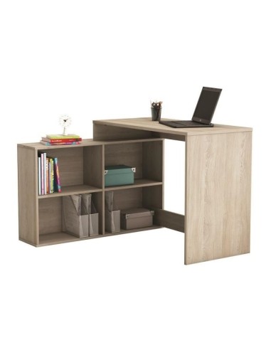 NAGANO Bureau d'angle contemporain décor chene Shannon - L 112 cm