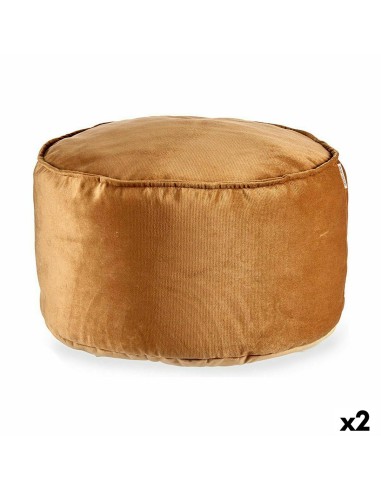 Pouf Velours Beige 60 x 39 x 60 cm (2 Unités)