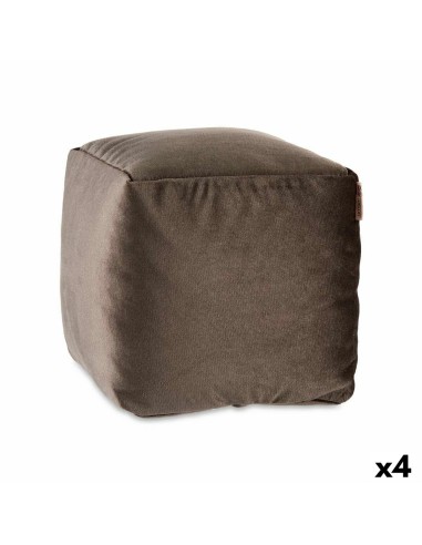 Pouf Velours Gris 30 x 30 x 30 cm (4 Unités)