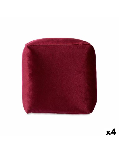 Pouf Velours Bordeaux 30 x 30 x 30 cm (4 Unités)