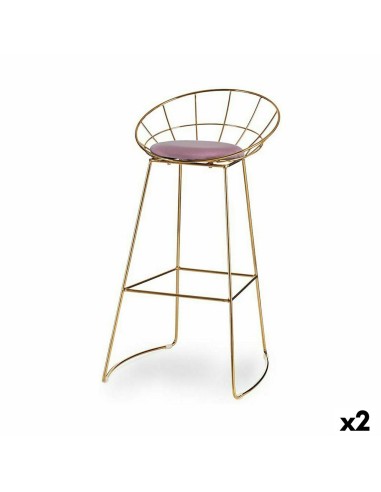 Tabouret Rose Doré Fer 51 x 94 x 52 cm (2 Unités)