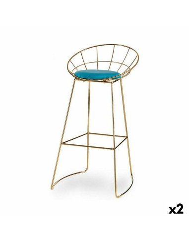 Tabouret Bleu Doré Fer 51 x 94 x 52 cm (2 Unités)