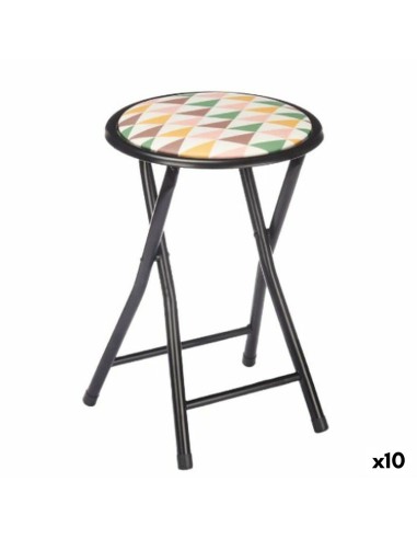 Tabouret Pliant Geometric Noir PVC Métal 30 x 30 x 45 cm (10 Unités)