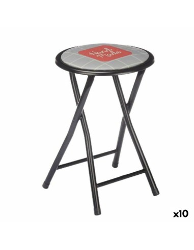 Tabouret Pliant Hand Made Marron Noir Gris PVC Métal 30 x 30 x 45 cm (10 Unités)