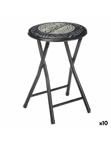 Tabouret Pliant Quality Noir Gris PVC Métal 30 x 30 x 45 cm (10 Unités)