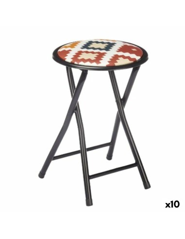 Tabouret Pliant Boho Chic Noir PVC Métal 30 x 30 x 45 cm (10 Unités)