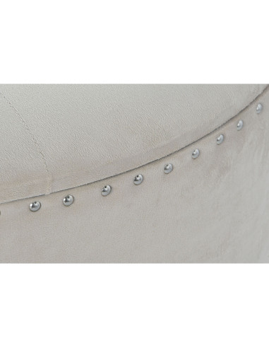 Banquette DKD Home Decor Beige Argenté Polyester Bois MDF 80 x 80 x 43 cm