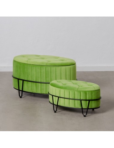 Pouf 80 x 80 x 46 cm Tissu Synthétique Métal Vert