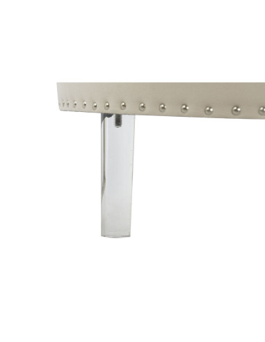 Banquette DKD Home Decor Beige Argenté Polyester Bois MDF 80 x 80 x 43 cm