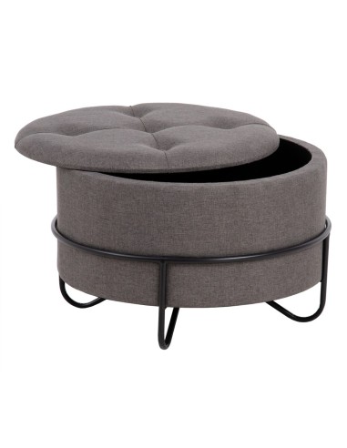 Pouf 63 x 63 x 41 cm Tissu Synthétique Métal Gris foncé