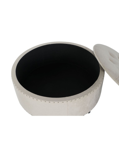 Banquette DKD Home Decor Beige Argenté Polyester Bois MDF 80 x 80 x 43 cm