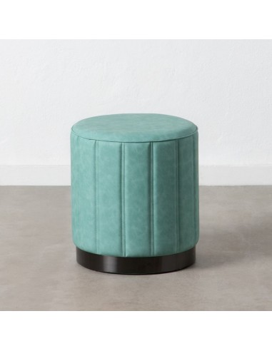 Pouf Bleu Cuir synthétoqie 38 x 38 x 42 cm DMF