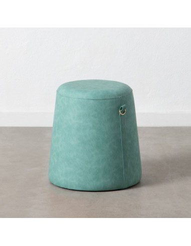 Pouf Bleu Cuir synthétoqie 41 x 41 x 42 cm DMF