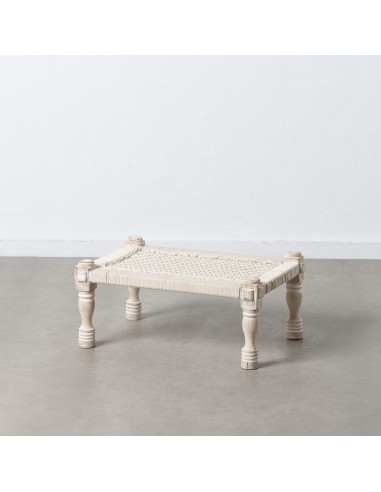 Banquette 67 x 46 x 27 cm Bois Corde Blanc