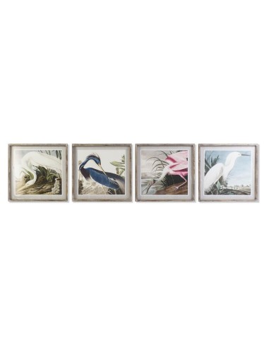 Cadre DKD Home Decor Oiseau Oriental (60 x 2,5 x 60 cm) (4 Unités)