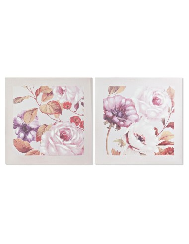 Cadre DKD Home Decor Roses (2 Unités) (70 x 3 x 70 cm)