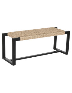 Banquette Home ESPRIT Noir Fibre synthétique Fibre bois de teck 120 x 40 x 45 cm