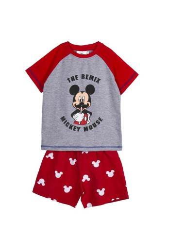 Pyjama D'Été Mickey Mouse Rouge Gris