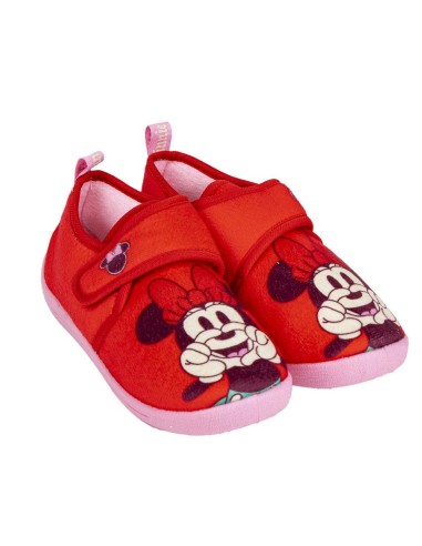 Chaussons Minnie Mouse Velcro Rouge