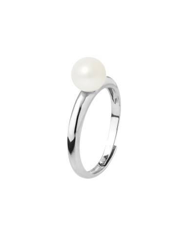 PERLINEA- BagueJonc- Perle de Culture d'Eau Douce - Diamètre 6-7  mm  Blanc- Bijou Femme- Argent 925 Millièmes 