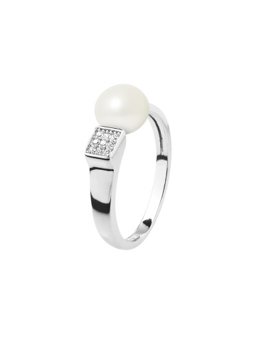 PERLINEA-Jonc Moderne- Perle de Culture d'Eau Douce  Bouton 8-9 mm Blanc- Bijou Femme- Argent 925 Millièmes 