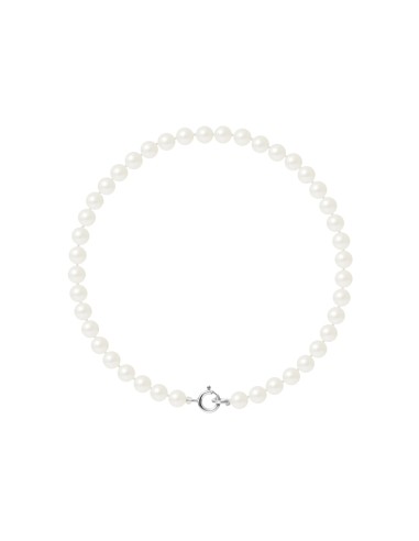 PERLINEA- Bracelet Perles de Culture Ronde 4-5 mm Blanc- Bijou Femme 