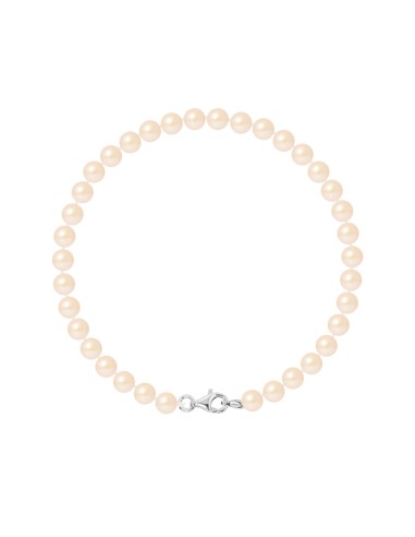 PERLINEA- Bracelet Perles de Culture Ronde 5-6 mm Rose Naturel- Bijou Femme