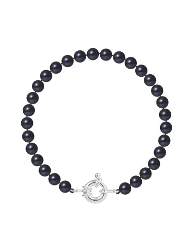 PERLINEA- Bracelet Perles de Culture Ronde 6-7  mm Black Tahiti- Bijou Femme